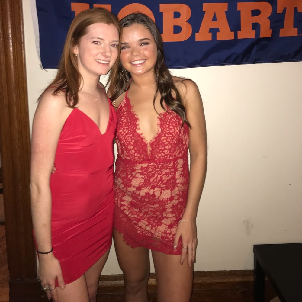 Red Lacey mini Tobi dress
